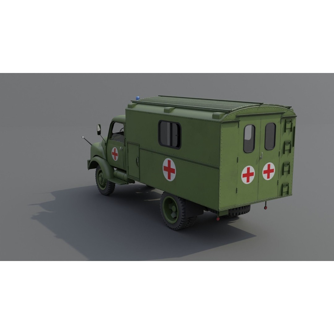 Hanomag AL 28 Military Ambulance 3D Model – Low Poly Game Asset, FBX - View 18
