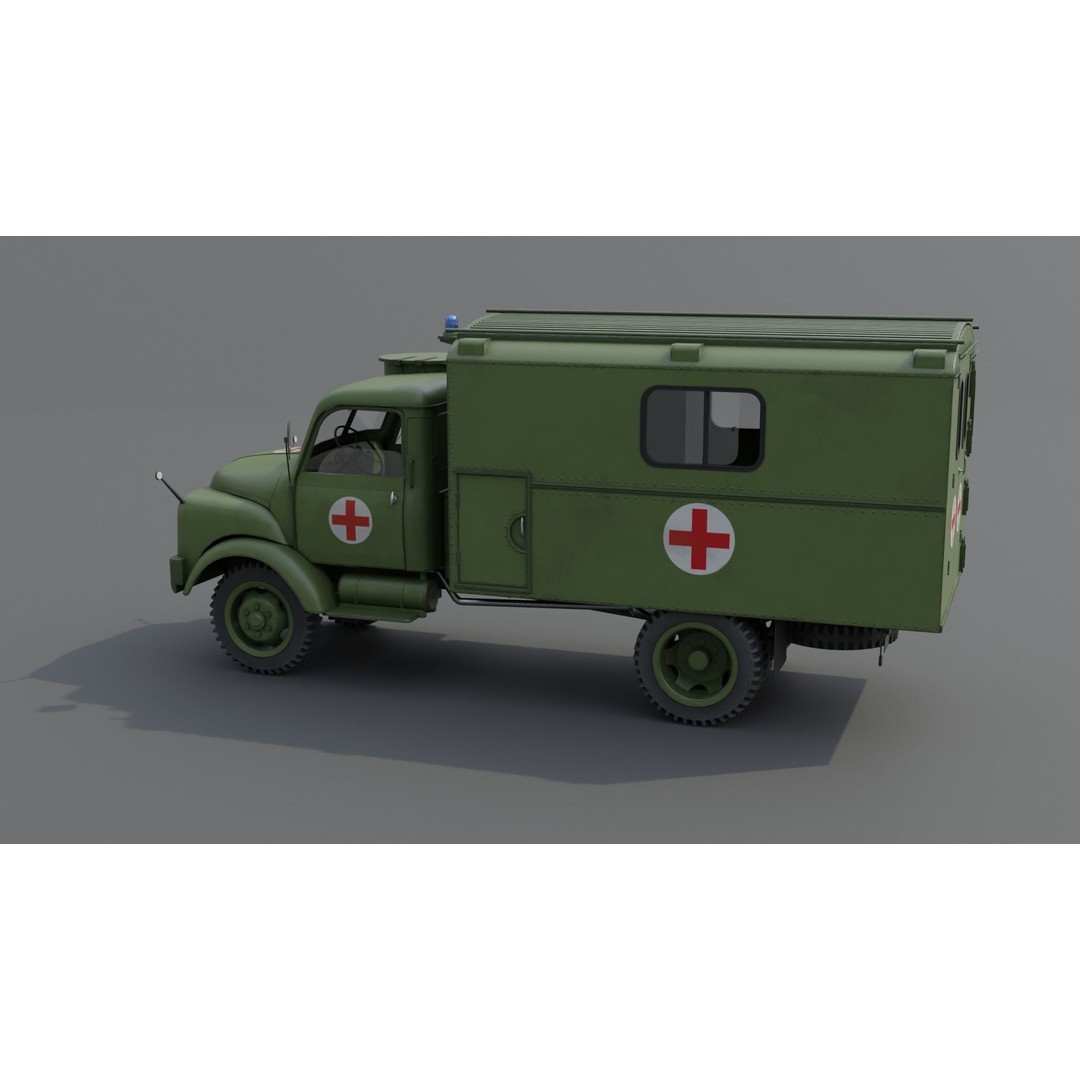 Hanomag AL 28 Military Ambulance 3D Model – Low Poly Game Asset, FBX - View 19