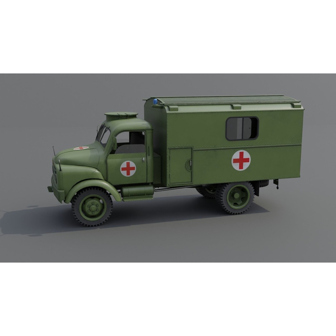 Hanomag AL 28 Military Ambulance 3D Model – Low Poly Game Asset, FBX - View 20