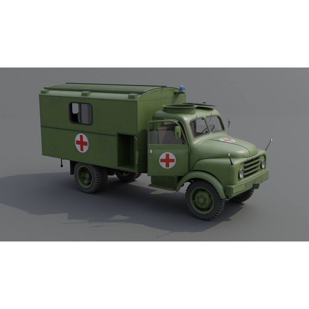 Hanomag AL 28 Military Ambulance 3D Model – Low Poly Game Asset, FBX - View 3