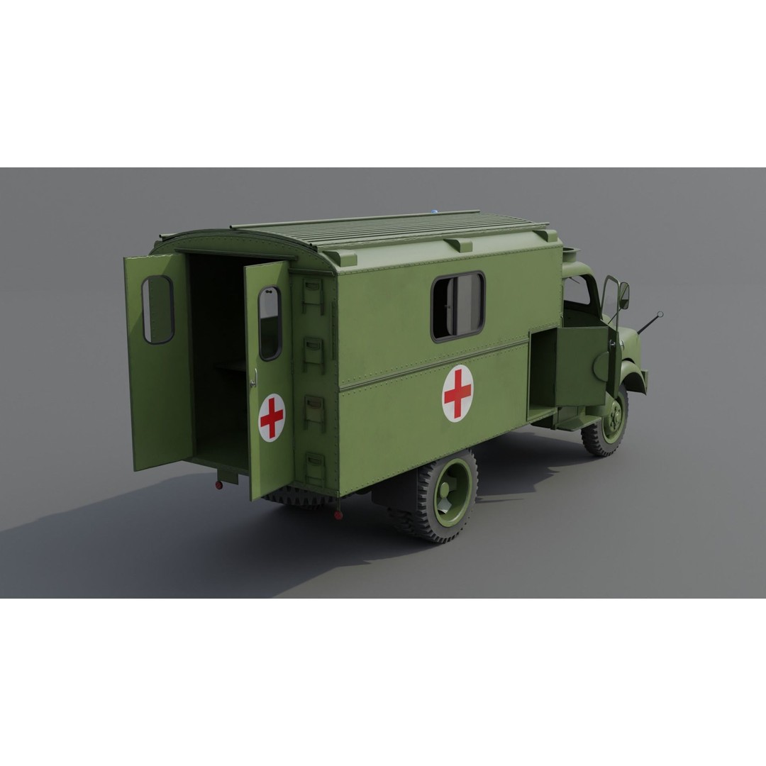 Hanomag AL 28 Military Ambulance 3D Model – Low Poly Game Asset, FBX - View 4