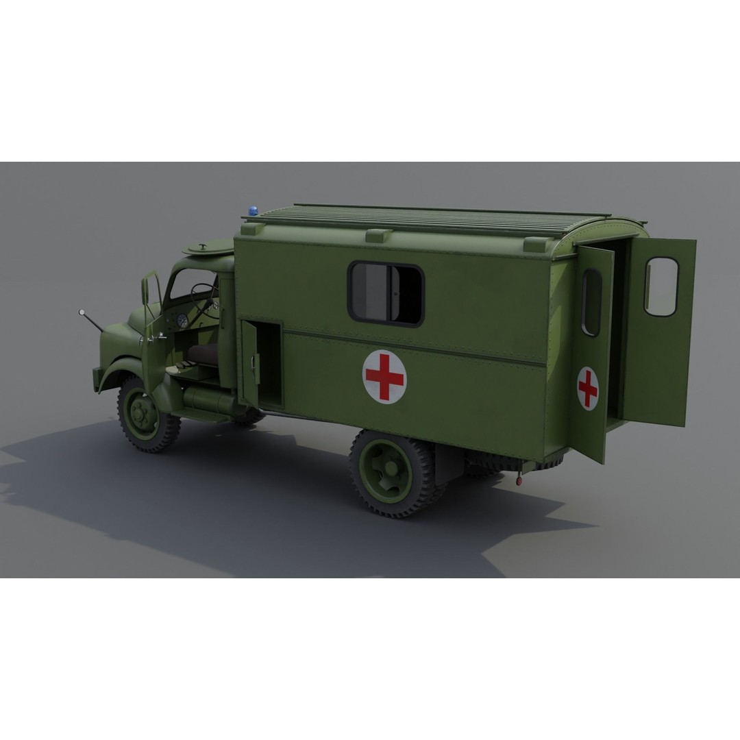 Hanomag AL 28 Military Ambulance 3D Model – Low Poly Game Asset, FBX - View 5