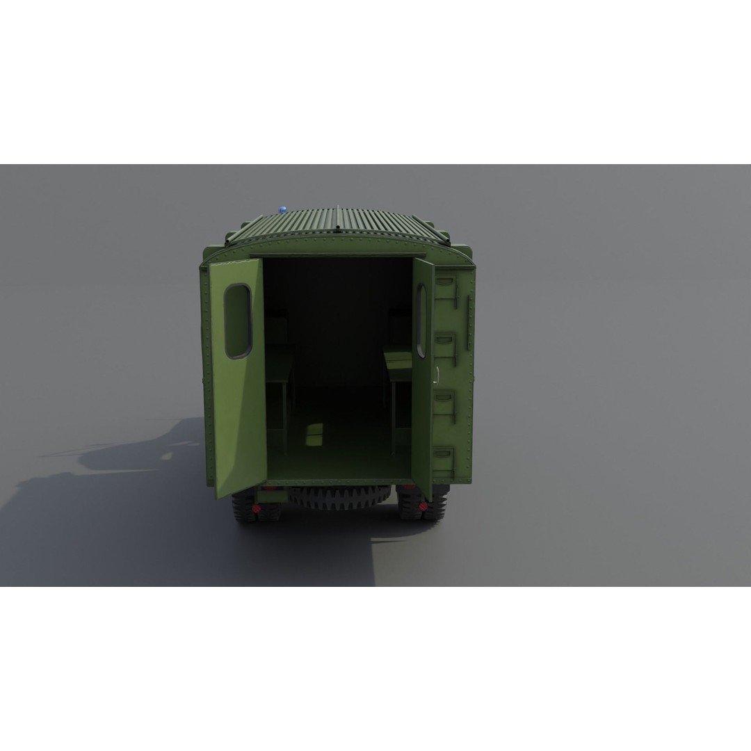 Hanomag AL 28 Military Ambulance 3D Model – Low Poly Game Asset, FBX - View 6