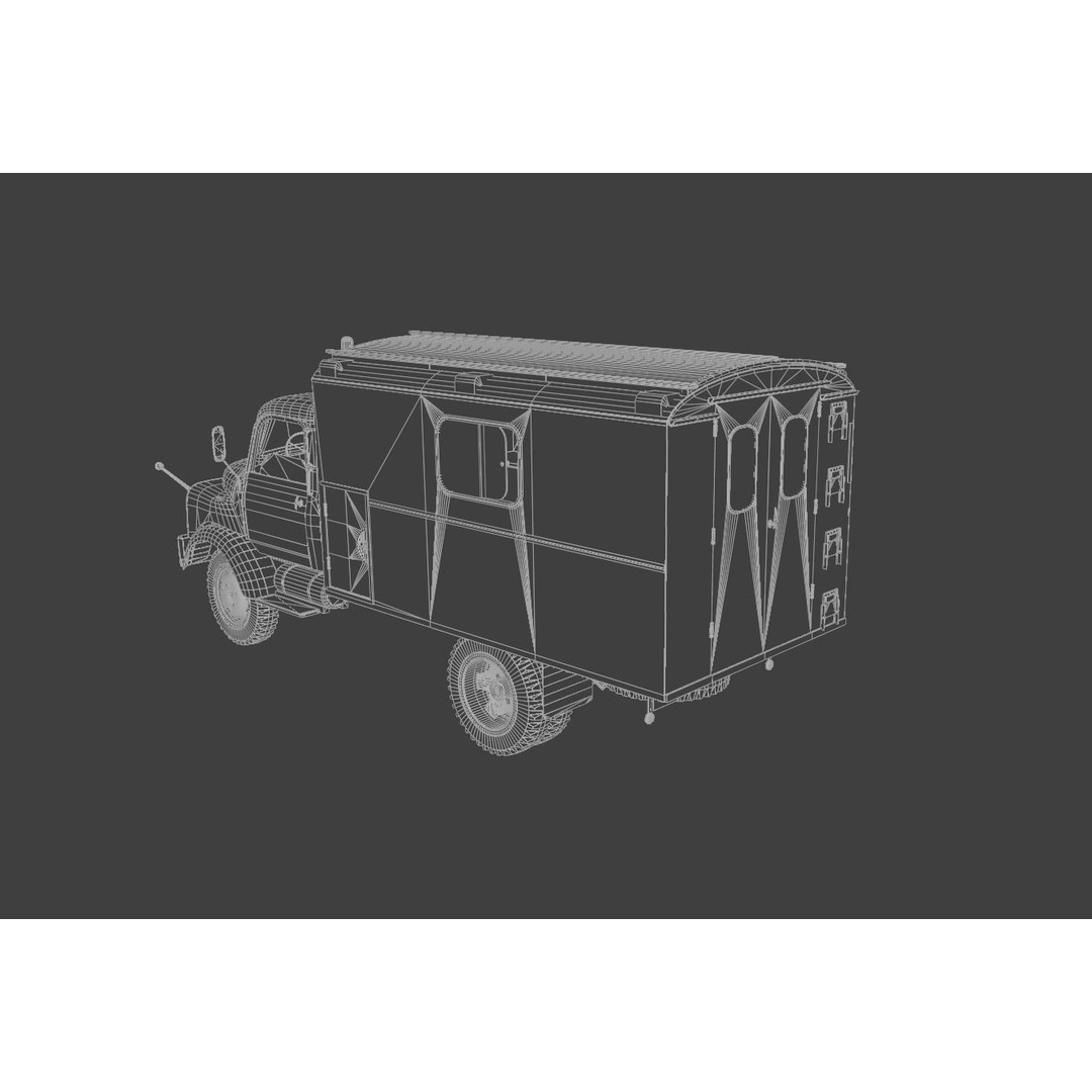 Hanomag AL 28 Military Ambulance 3D Model – Low Poly Game Asset, FBX - View 8