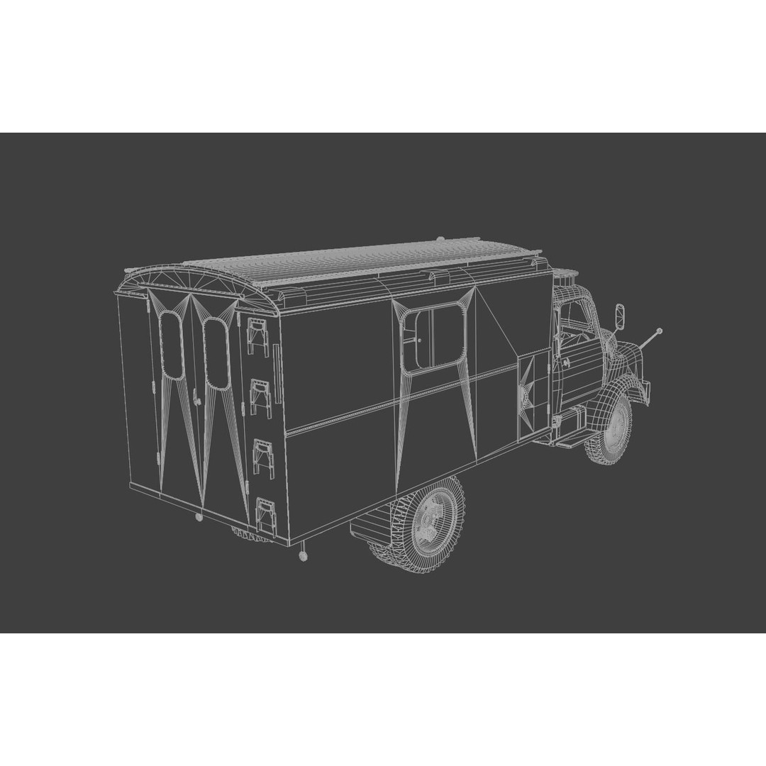 Hanomag AL 28 Military Ambulance 3D Model – Low Poly Game Asset, FBX - View 9