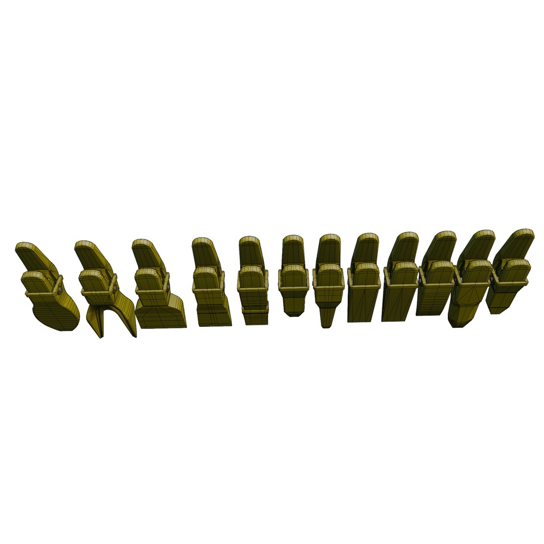 Bucket Teeth Pack 3D Model – Low Poly Universal Excavator Attachments, FBX - View 13
