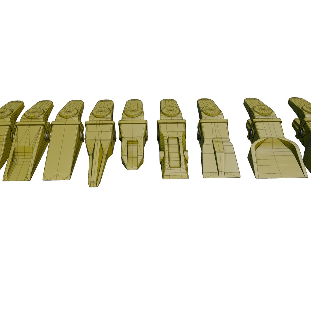 Bucket Teeth Pack 3D Model – Low Poly Universal Excavator Attachments, FBX - View 18