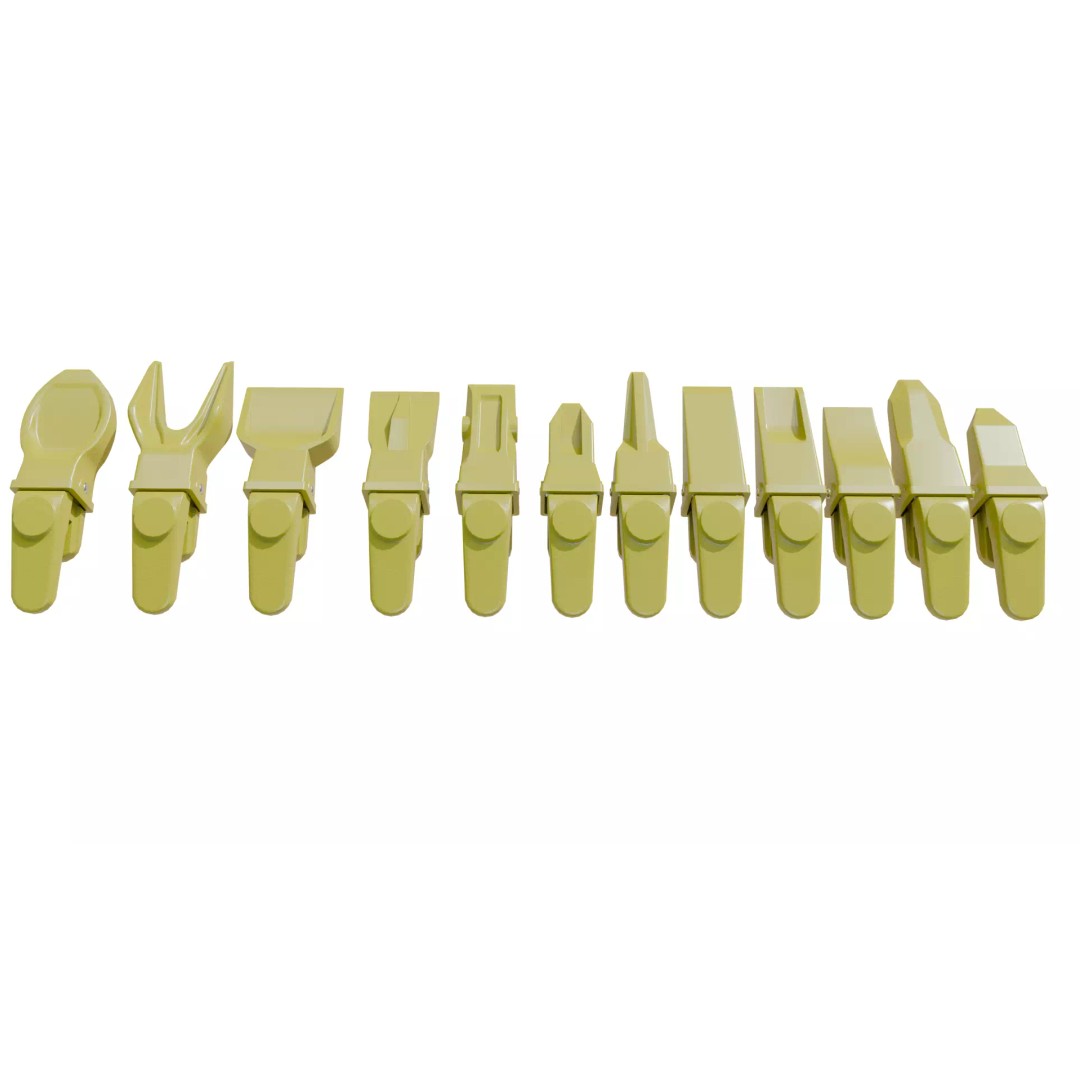 Bucket Teeth Pack 3D Model – Low Poly Universal Excavator Attachments, FBX - View 2