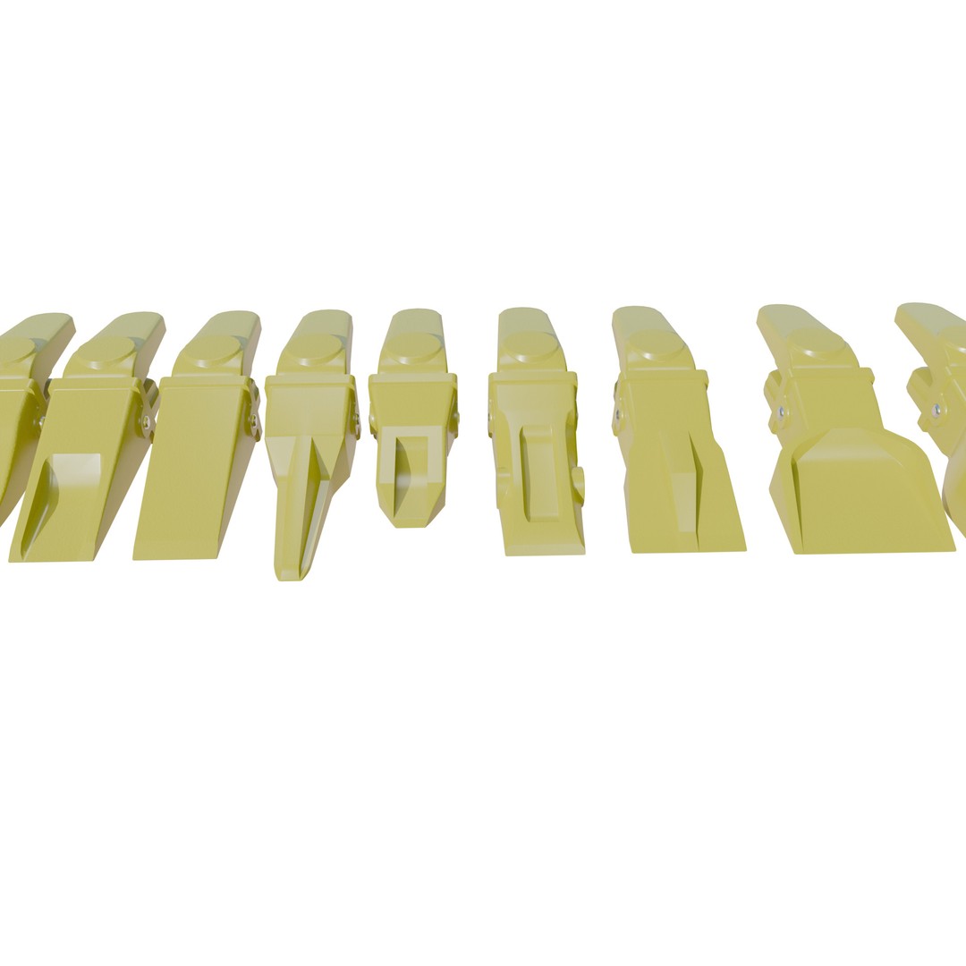 Bucket Teeth Pack 3D Model – Low Poly Universal Excavator Attachments, FBX - View 5