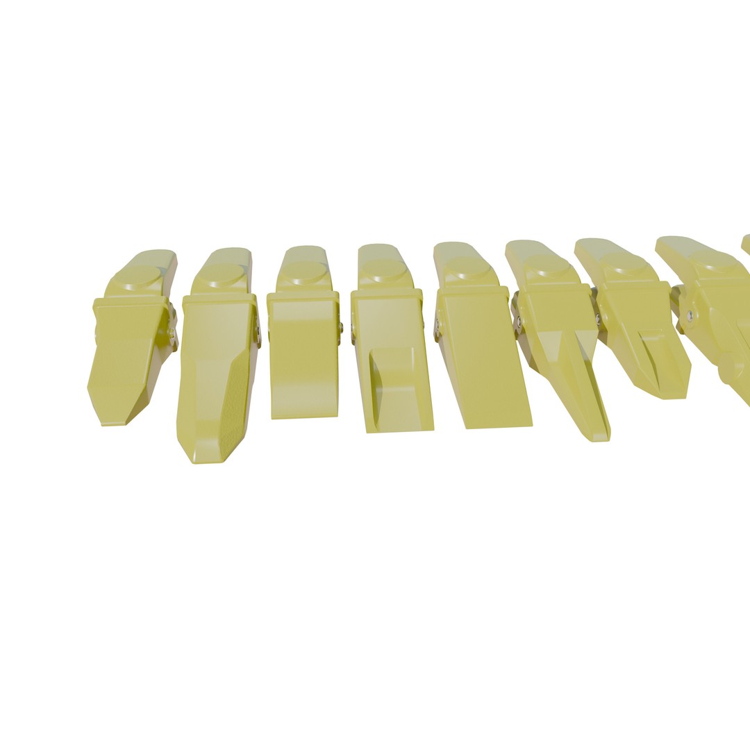 Bucket Teeth Pack 3D Model – Low Poly Universal Excavator Attachments, FBX - View 6