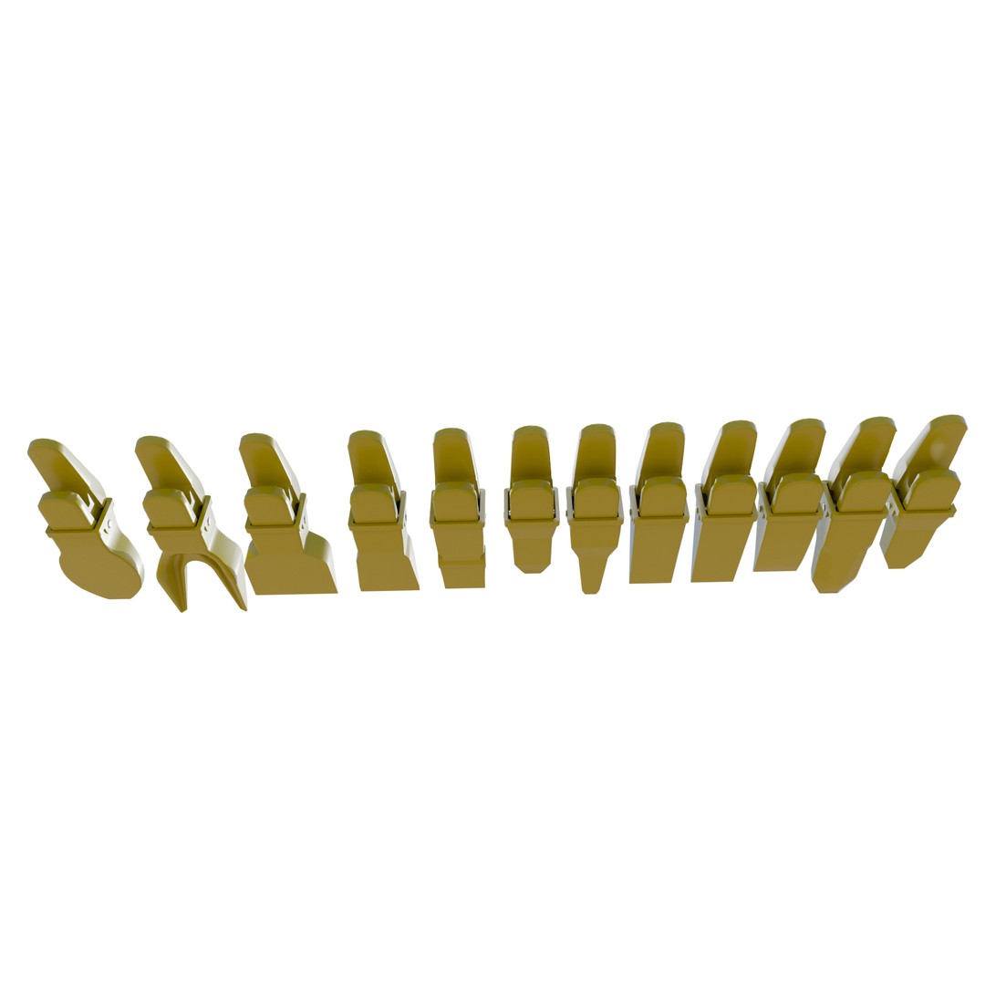 Bucket Teeth Pack 3D Model – Low Poly Universal Excavator Attachments, FBX - View 9