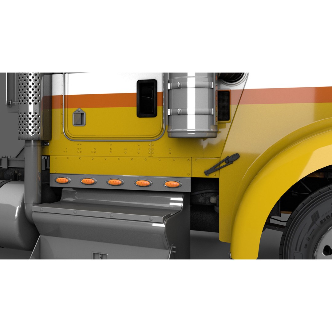 Kenworth W900 3D Model – Game-Ready Low Poly Truck, FBX, OBJ - View 14
