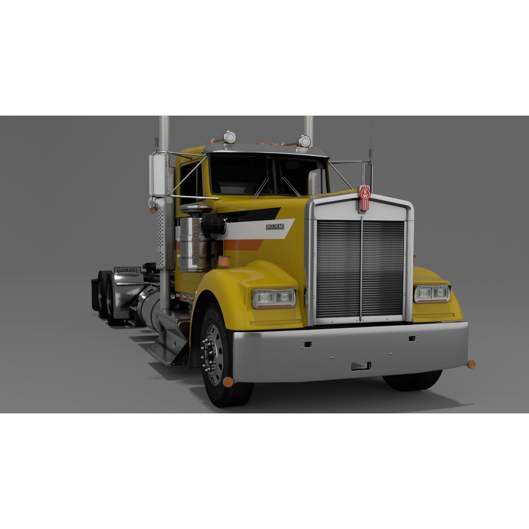 Kenworth W900 3D Model – Game-Ready Low Poly Truck, FBX, OBJ - View 16