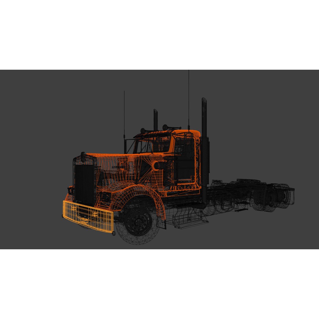 Kenworth W900 3D Model – Game-Ready Low Poly Truck, FBX, OBJ - View 20