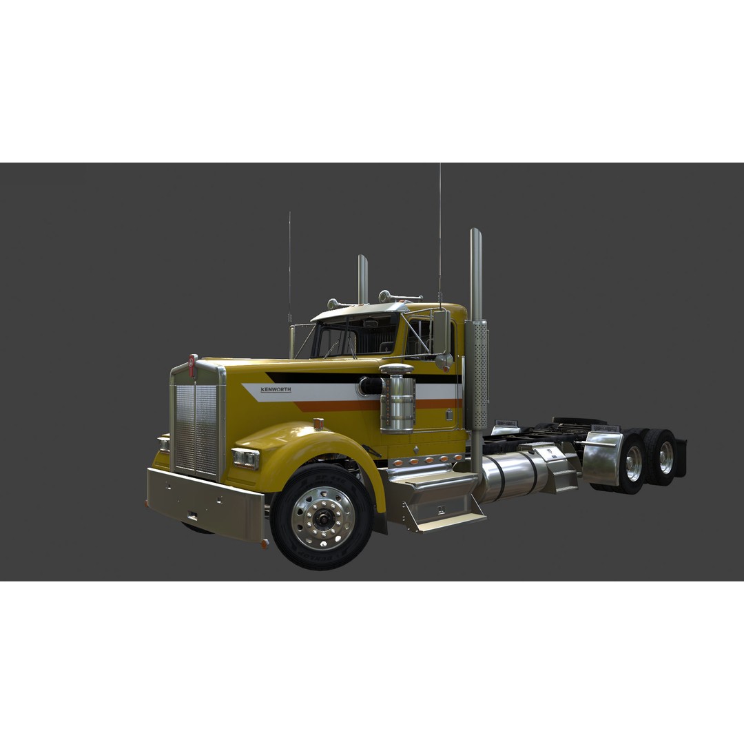 Kenworth W900 3D Model – Game-Ready Low Poly Truck, FBX, OBJ - View 21