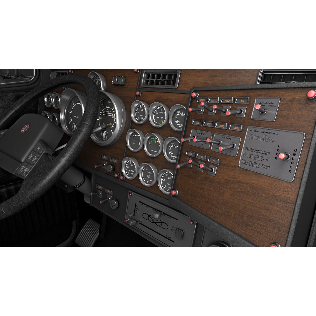 Kenworth W900 3D Model – Game-Ready Low Poly Truck, FBX, OBJ - View 5