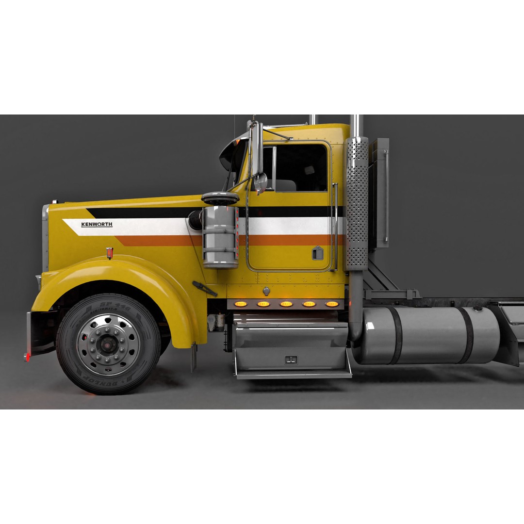 Kenworth W900 3D Model – Game-Ready Low Poly Truck, FBX, OBJ - View 6