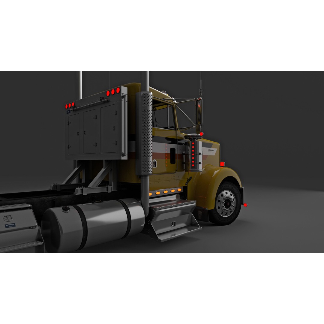 Kenworth W900 3D Model – Game-Ready Low Poly Truck, FBX, OBJ - View 9
