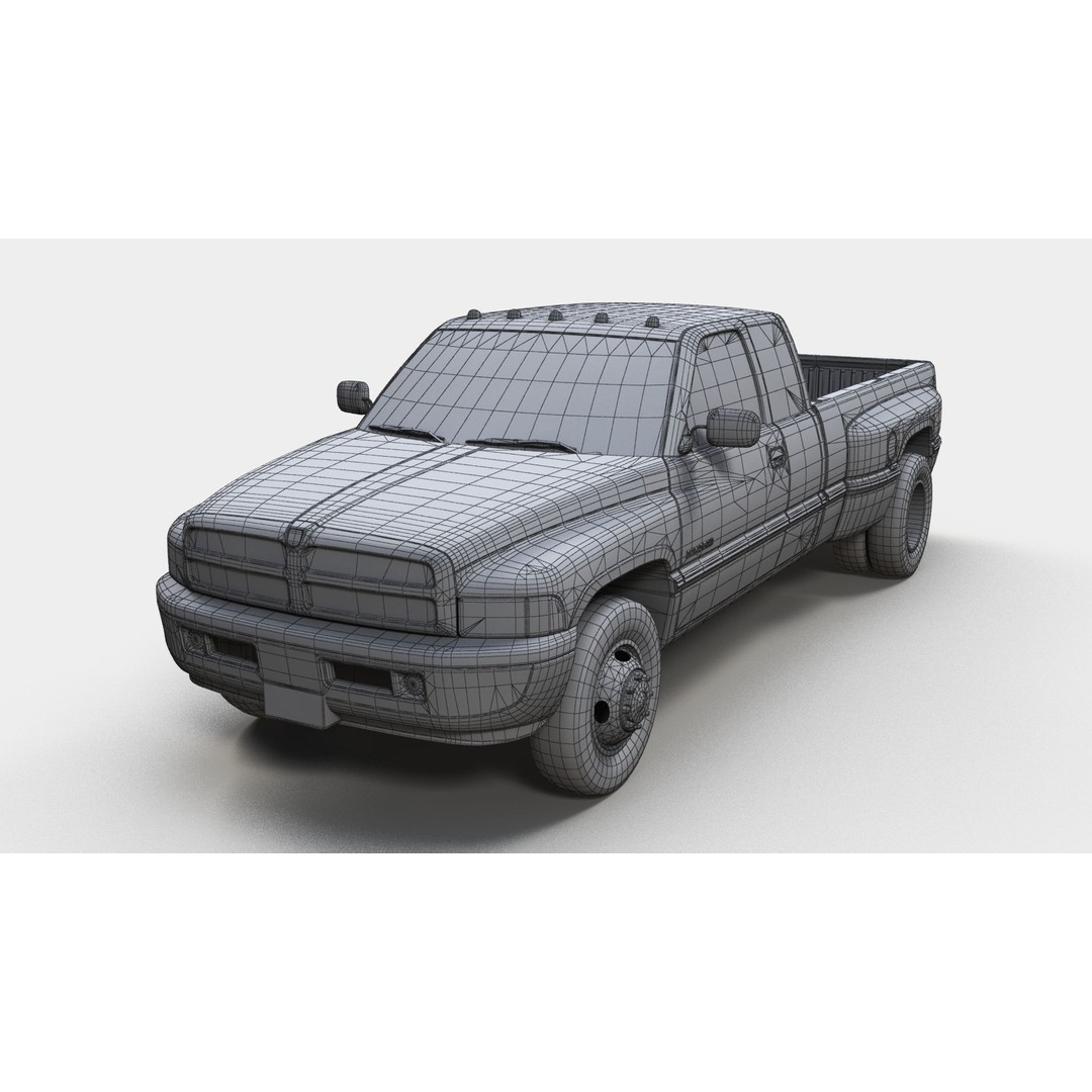 Dodge Ram 1996 3500 Laramie 3D Model – Low Poly Game Ready Asset, FBX - View 11