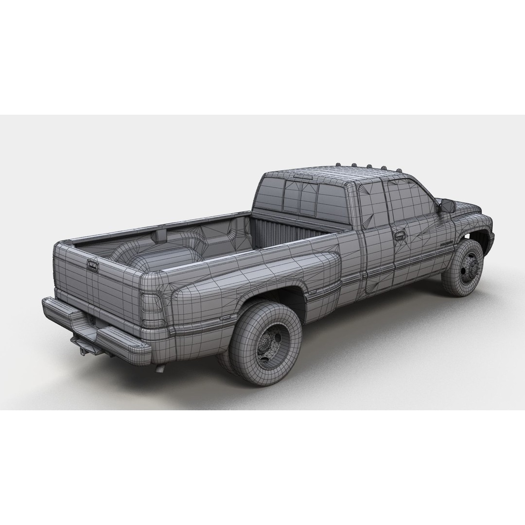 Dodge Ram 1996 3500 Laramie 3D Model – Low Poly Game Ready Asset, FBX - View 12