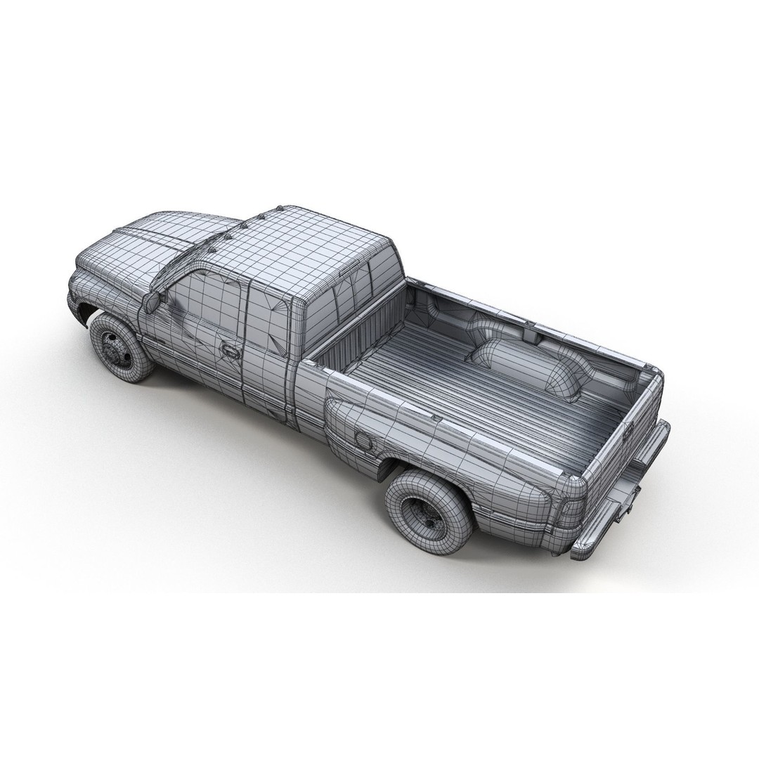 Dodge Ram 1996 3500 Laramie 3D Model – Low Poly Game Ready Asset, FBX - View 14