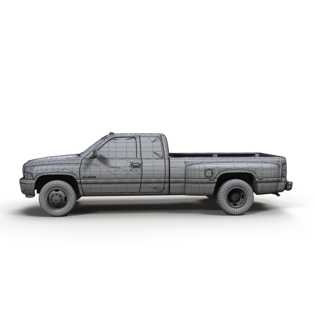 Dodge Ram 1996 3500 Laramie 3D Model – Low Poly Game Ready Asset, FBX - View 15