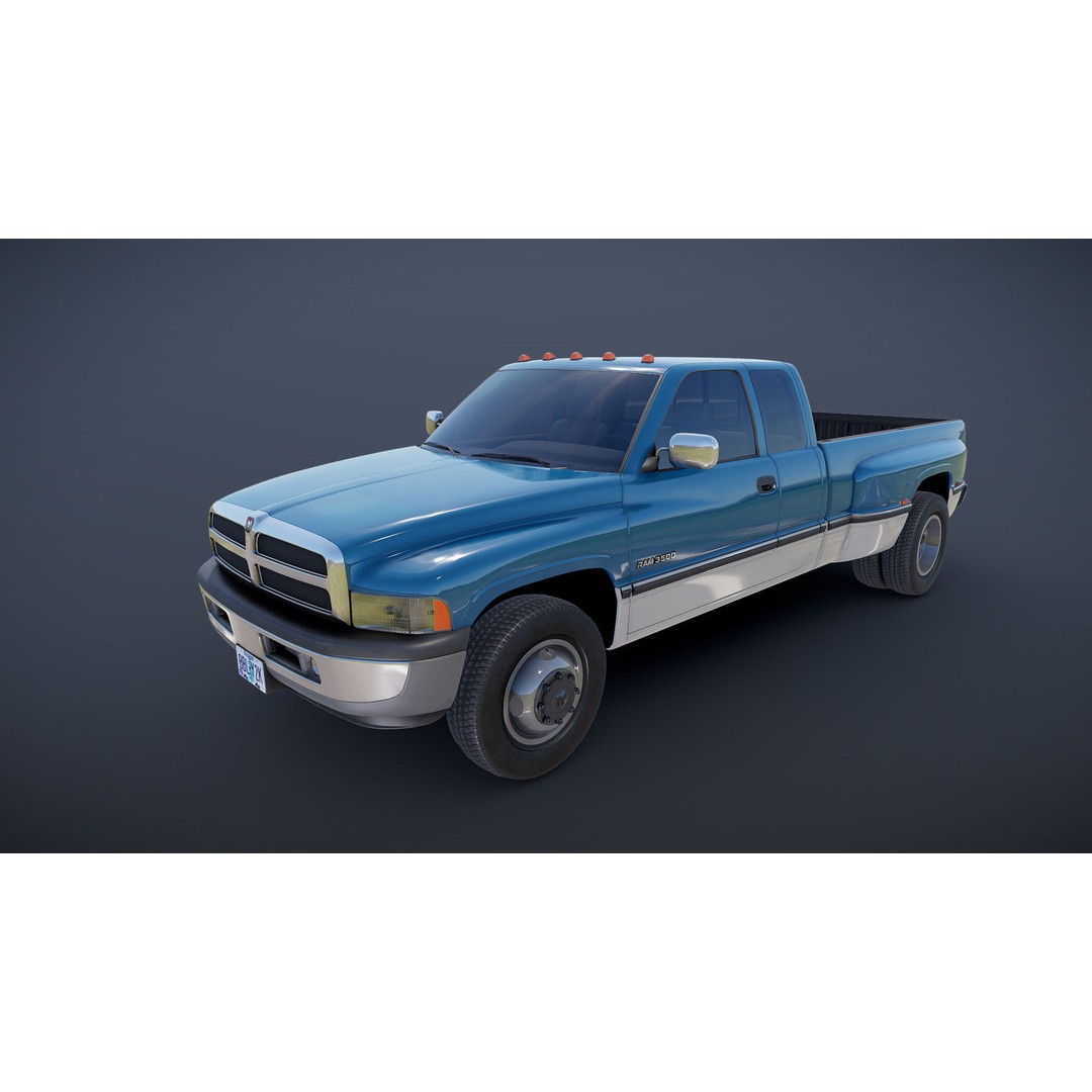 Dodge Ram 1996 3500 Laramie 3D Model – Low Poly Game Ready Asset, FBX - View 19