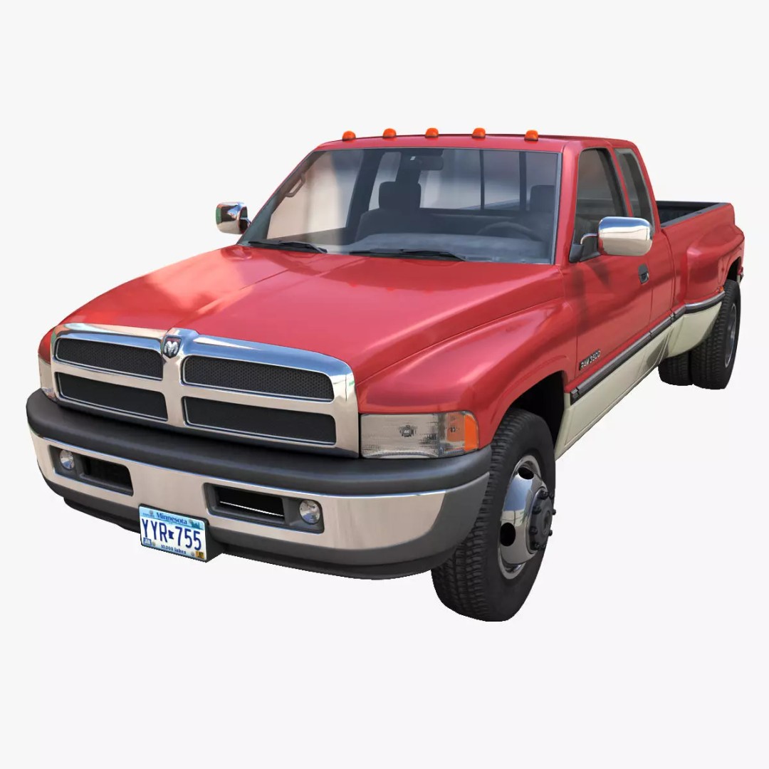 Dodge Ram 1996 3500 Laramie 3D Model – Low Poly Game Ready Asset, FBX - View 2