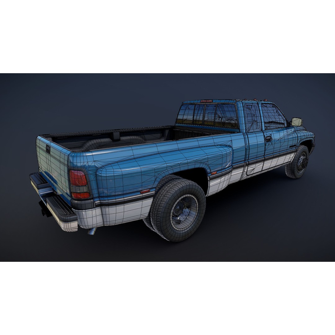 Dodge Ram 1996 3500 Laramie 3D Model – Low Poly Game Ready Asset, FBX - View 29