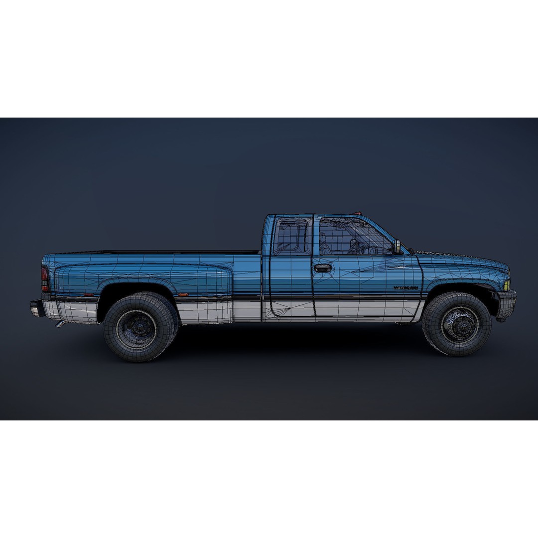 Dodge Ram 1996 3500 Laramie 3D Model – Low Poly Game Ready Asset, FBX - View 30