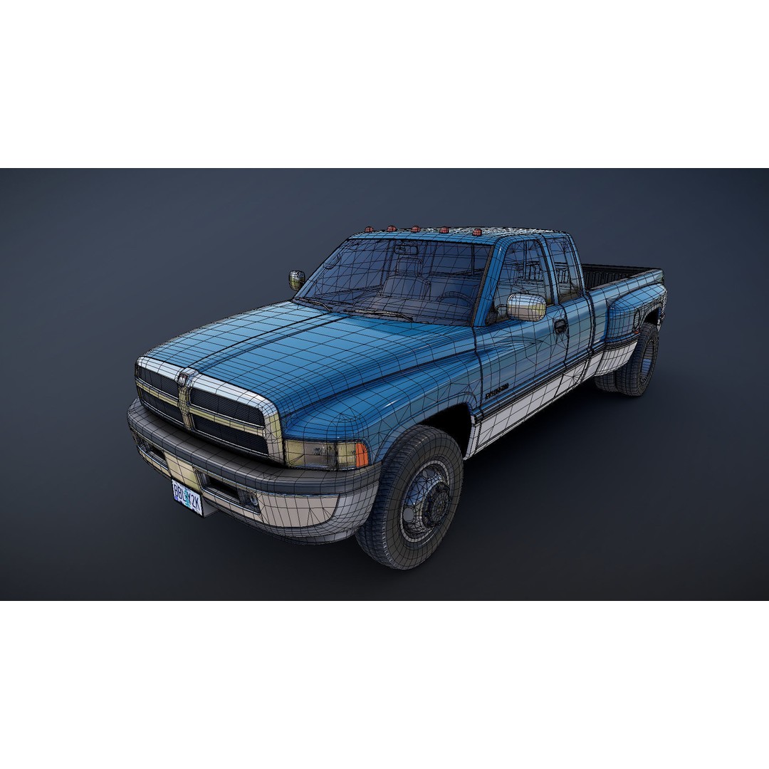 Dodge Ram 1996 3500 Laramie 3D Model – Low Poly Game Ready Asset, FBX - View 32