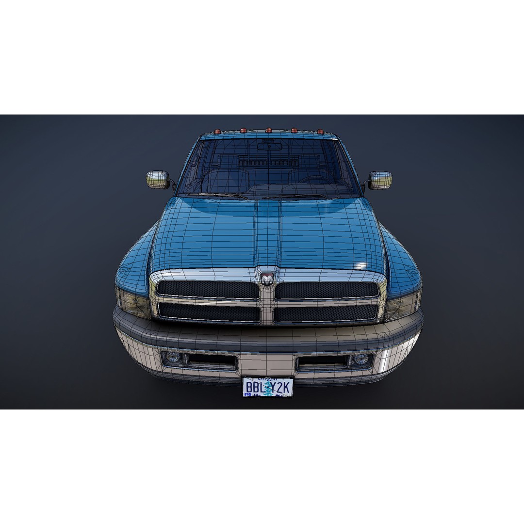 Dodge Ram 1996 3500 Laramie 3D Model – Low Poly Game Ready Asset, FBX - View 34