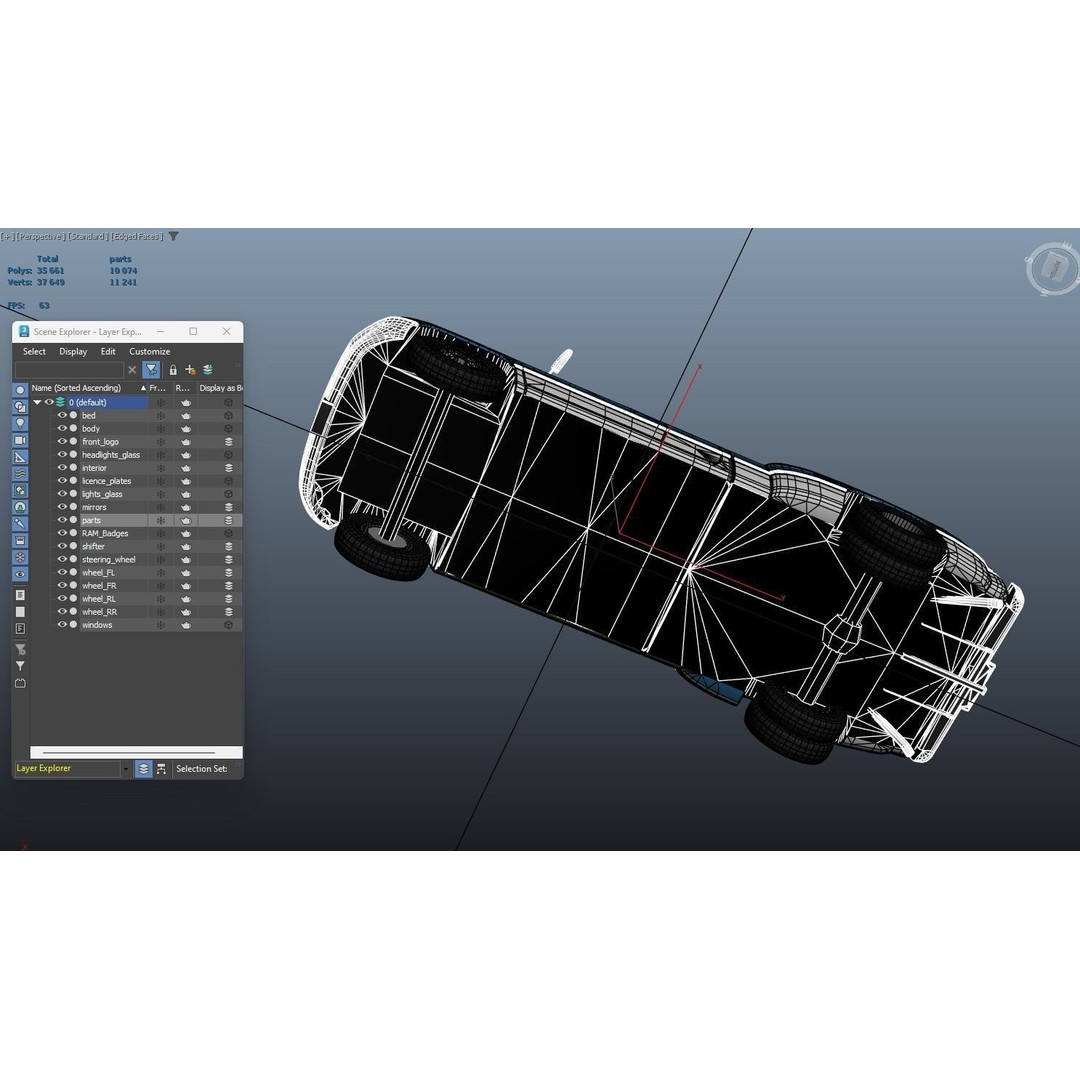 Dodge Ram 1996 3500 Laramie 3D Model – Low Poly Game Ready Asset, FBX - View 36