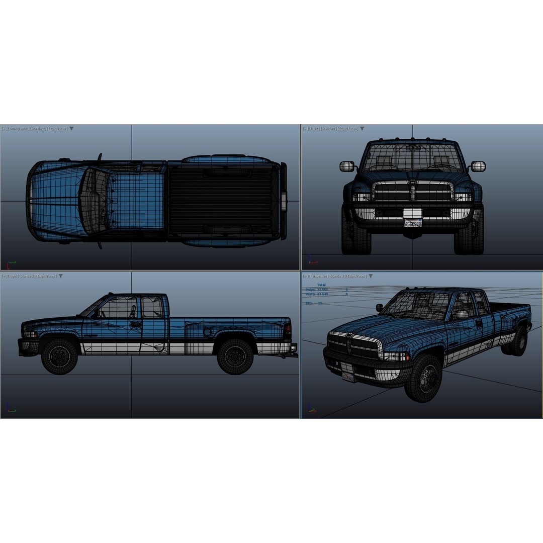 Dodge Ram 1996 3500 Laramie 3D Model – Low Poly Game Ready Asset, FBX - View 38