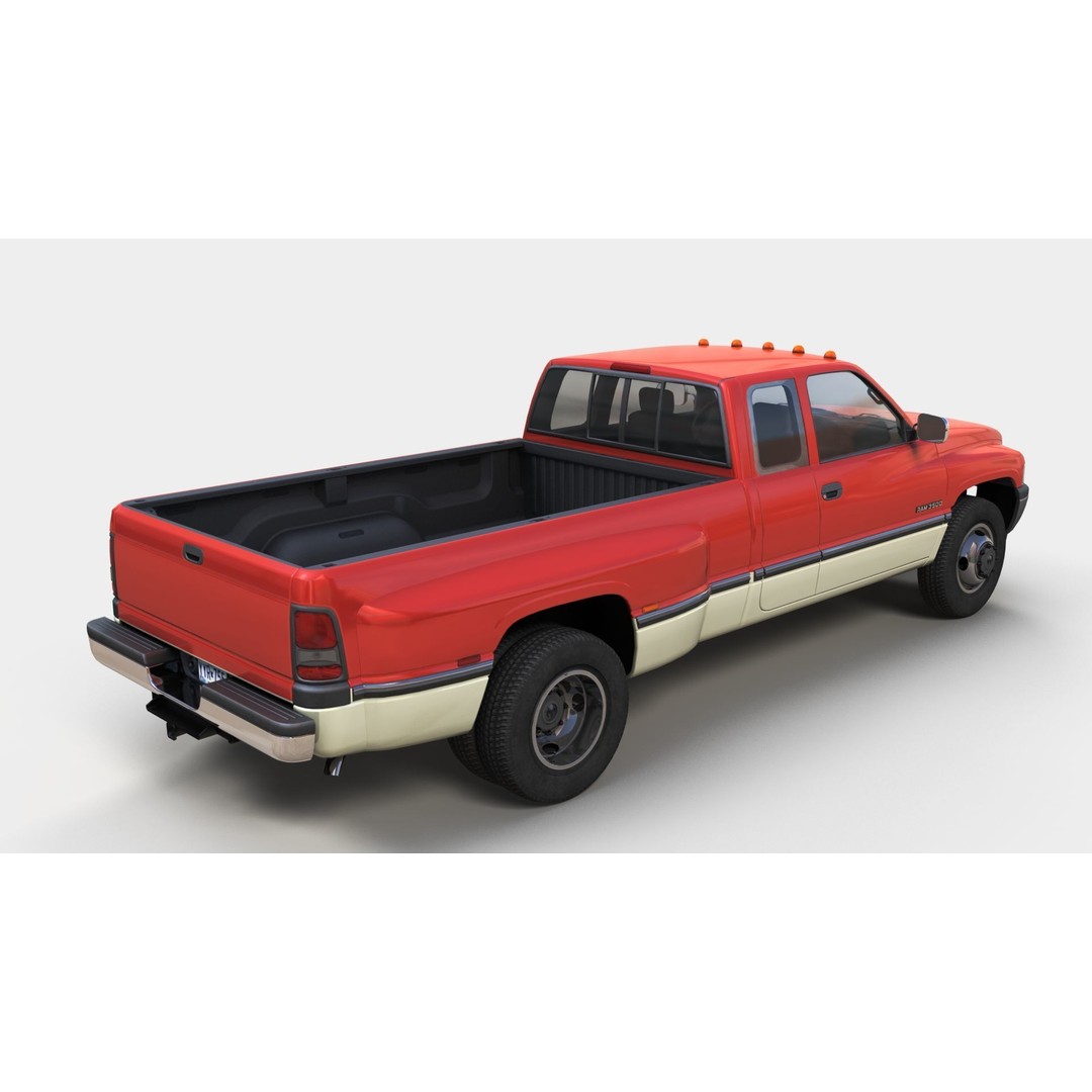 Dodge Ram 1996 3500 Laramie 3D Model – Low Poly Game Ready Asset, FBX - View 4