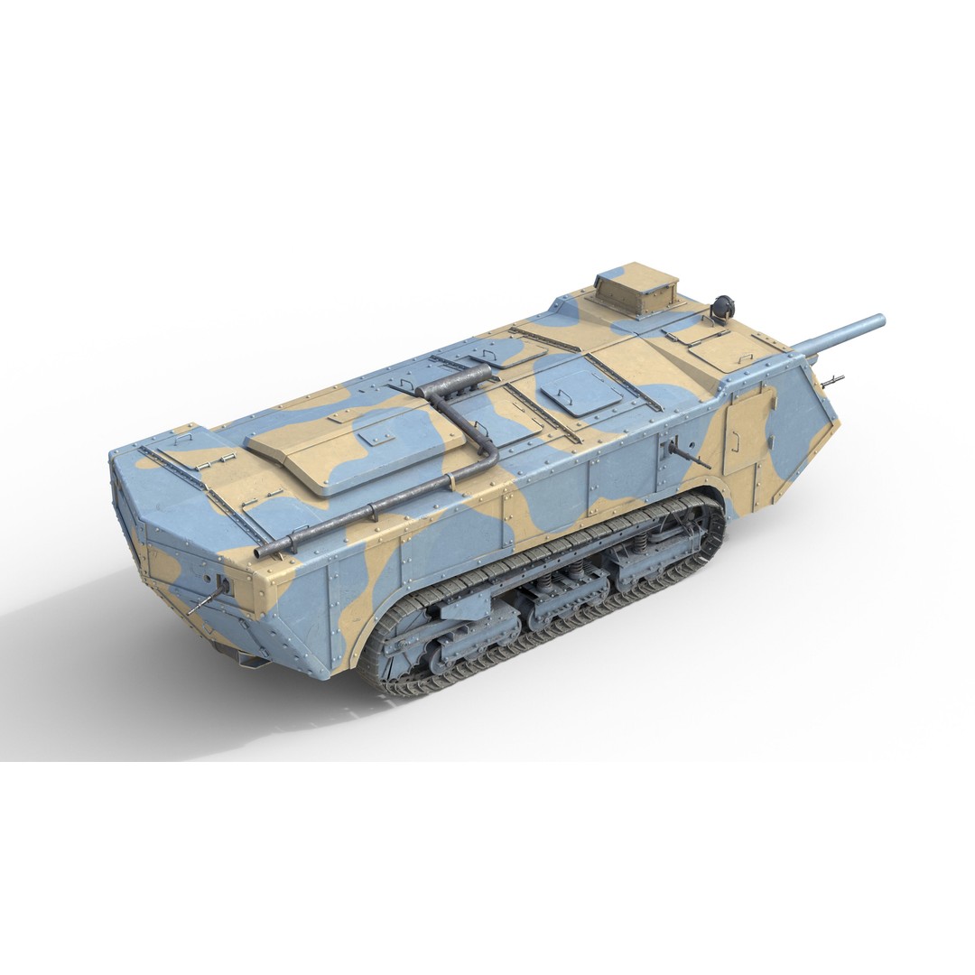 Saint Chamond Heavy Tank 3D Model – Low Poly Military Asset, FBX - View 4