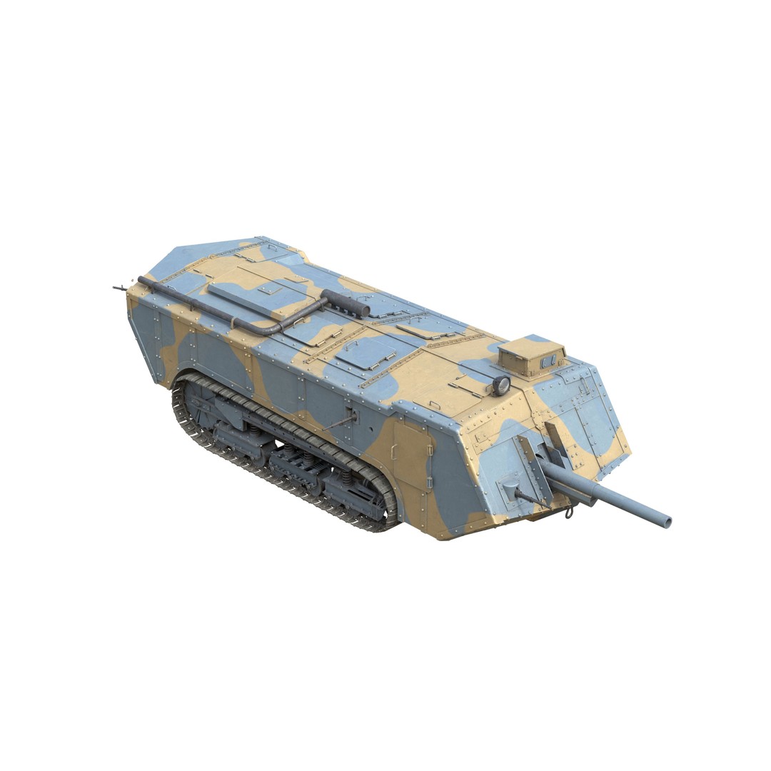 Saint Chamond Heavy Tank 3D Model – Low Poly Military Asset, FBX - View 6