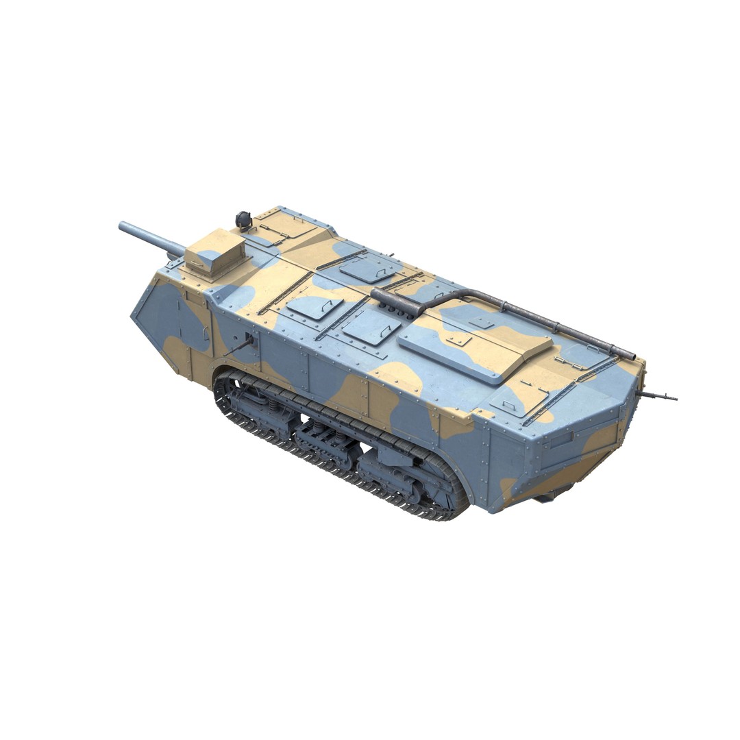 Saint Chamond Heavy Tank 3D Model – Low Poly Military Asset, FBX - View 7