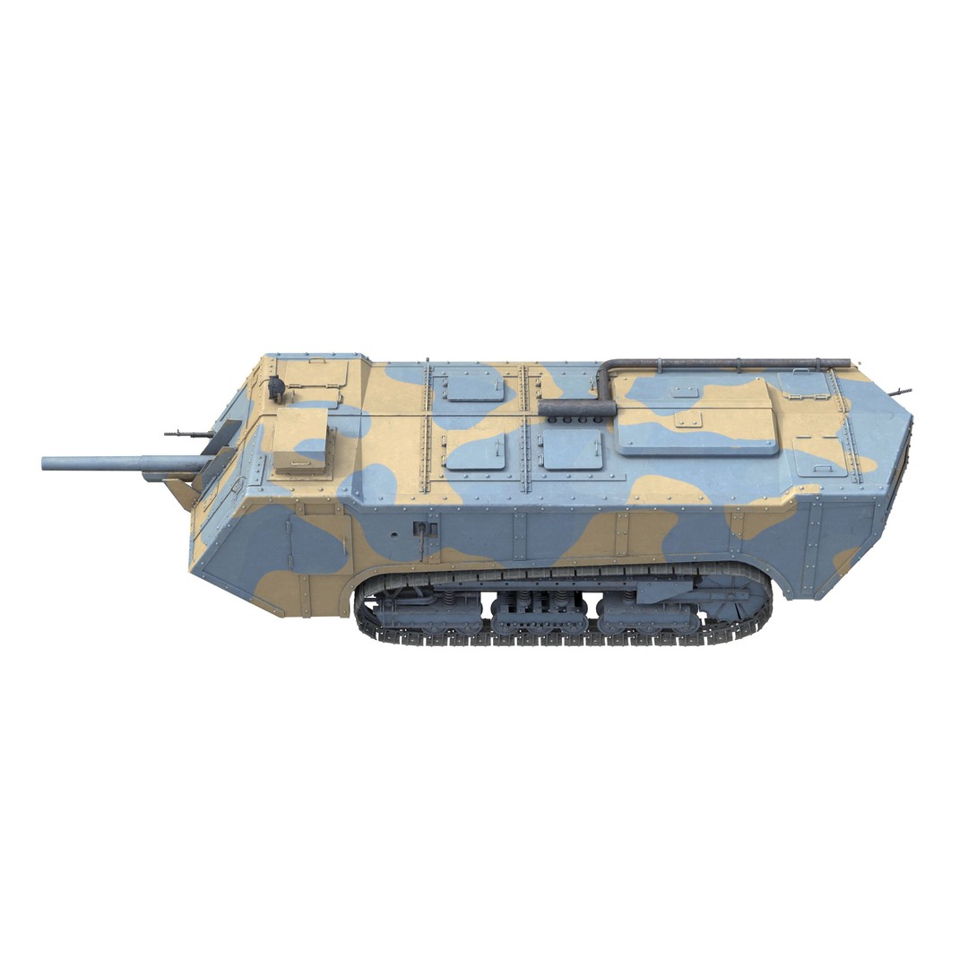 Saint Chamond Heavy Tank 3D Model – Low Poly Military Asset, FBX - View 8