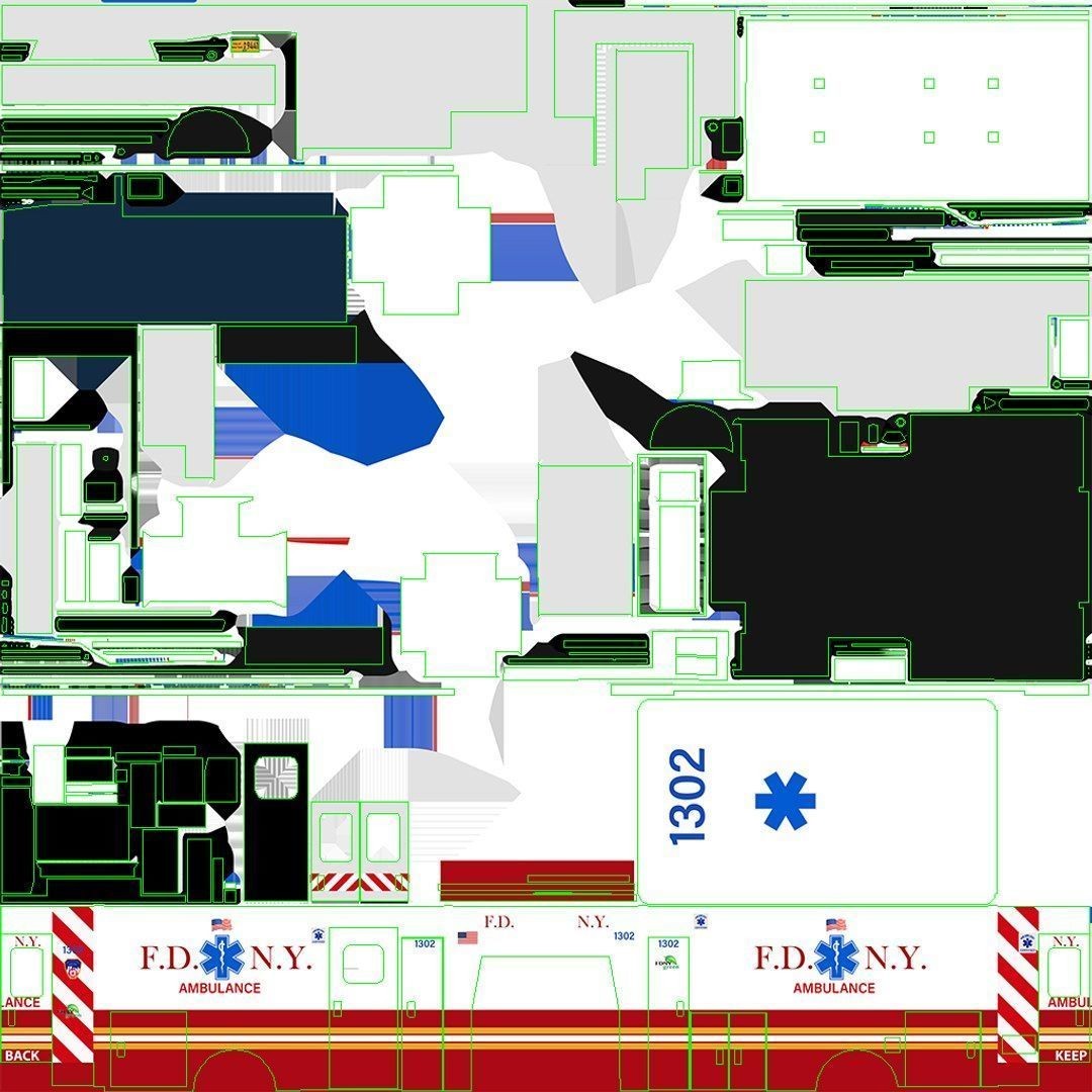 FDNY Ambulance 3D Model – Low Poly Game Asset, FBX, PBR Textures
