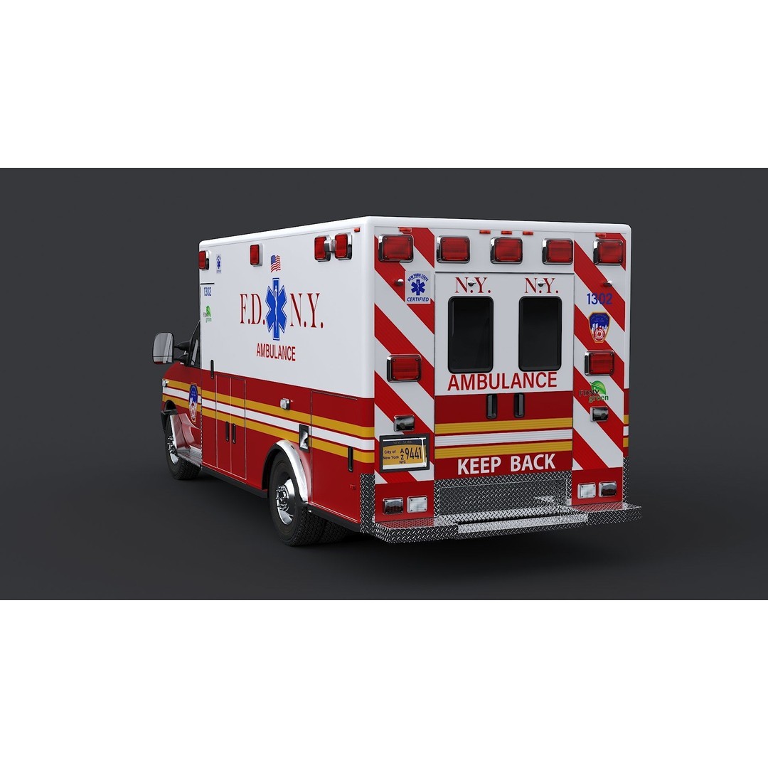 FDNY Ambulance 3D Model – Low Poly Game Asset, FBX, PBR Textures - View 11