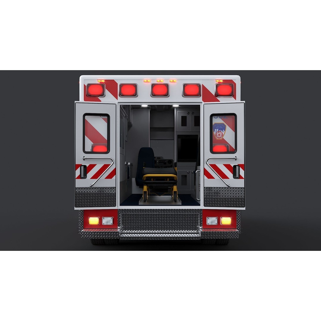 FDNY Ambulance 3D Model – Low Poly Game Asset, FBX, PBR Textures - View 12
