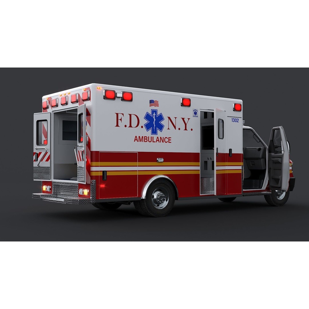 FDNY Ambulance 3D Model – Low Poly Game Asset, FBX, PBR Textures - View 13