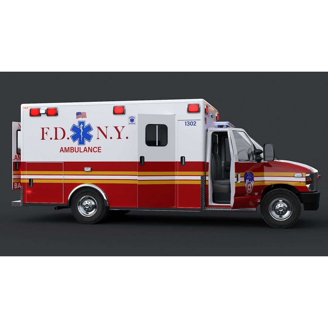 FDNY Ambulance 3D Model – Low Poly Game Asset, FBX, PBR Textures - View 14