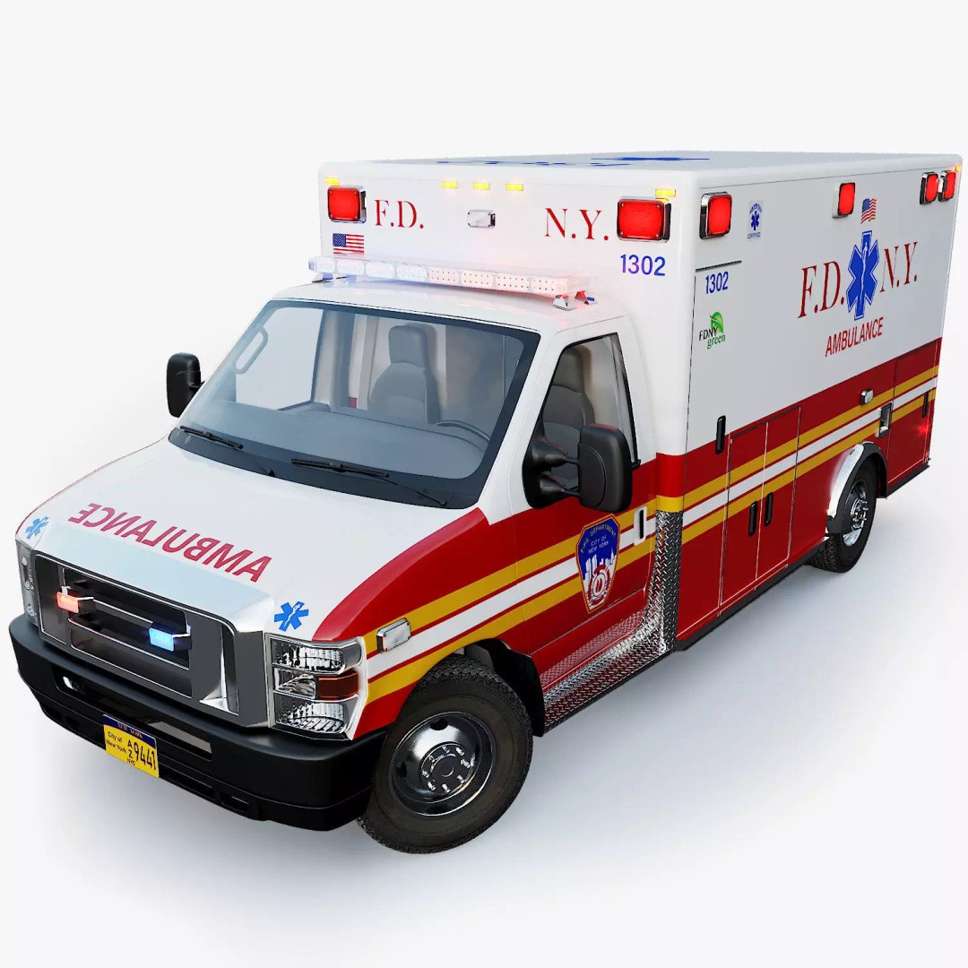 FDNY Ambulance 3D Model – Low Poly Game Asset, FBX, PBR Textures - View 2