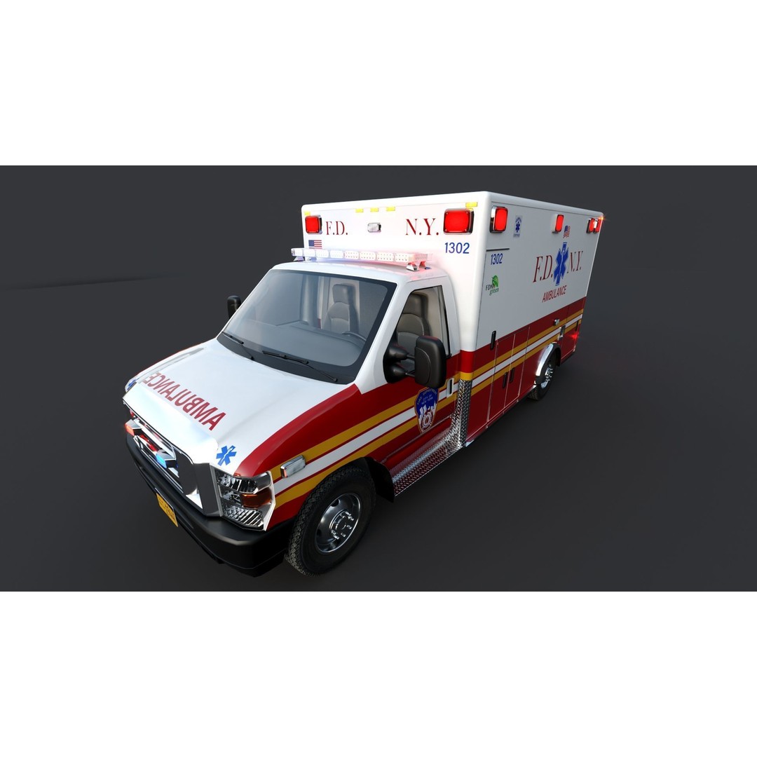 FDNY Ambulance 3D Model – Low Poly Game Asset, FBX, PBR Textures - View 20