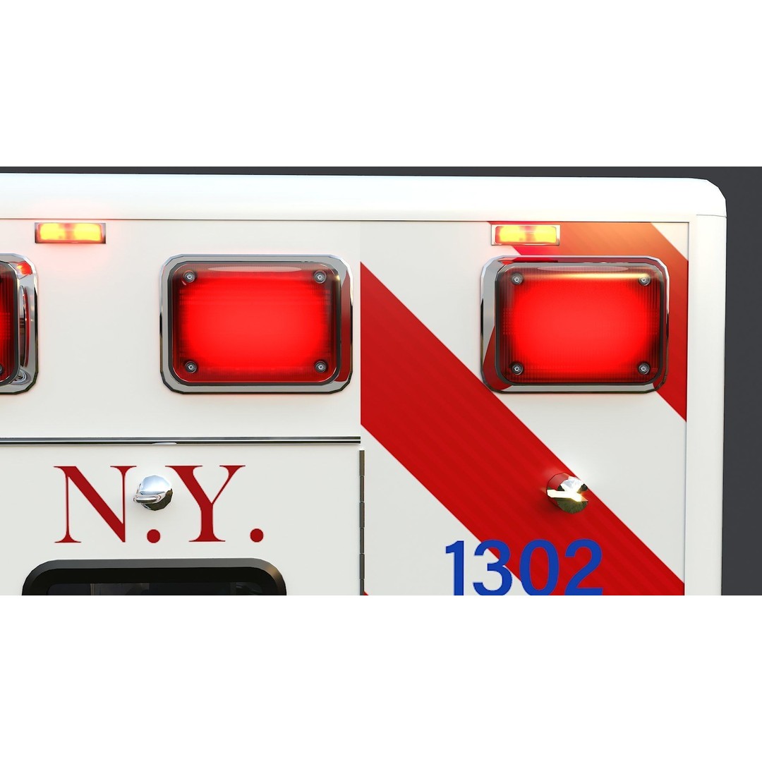 FDNY Ambulance 3D Model – Low Poly Game Asset, FBX, PBR Textures - View 22
