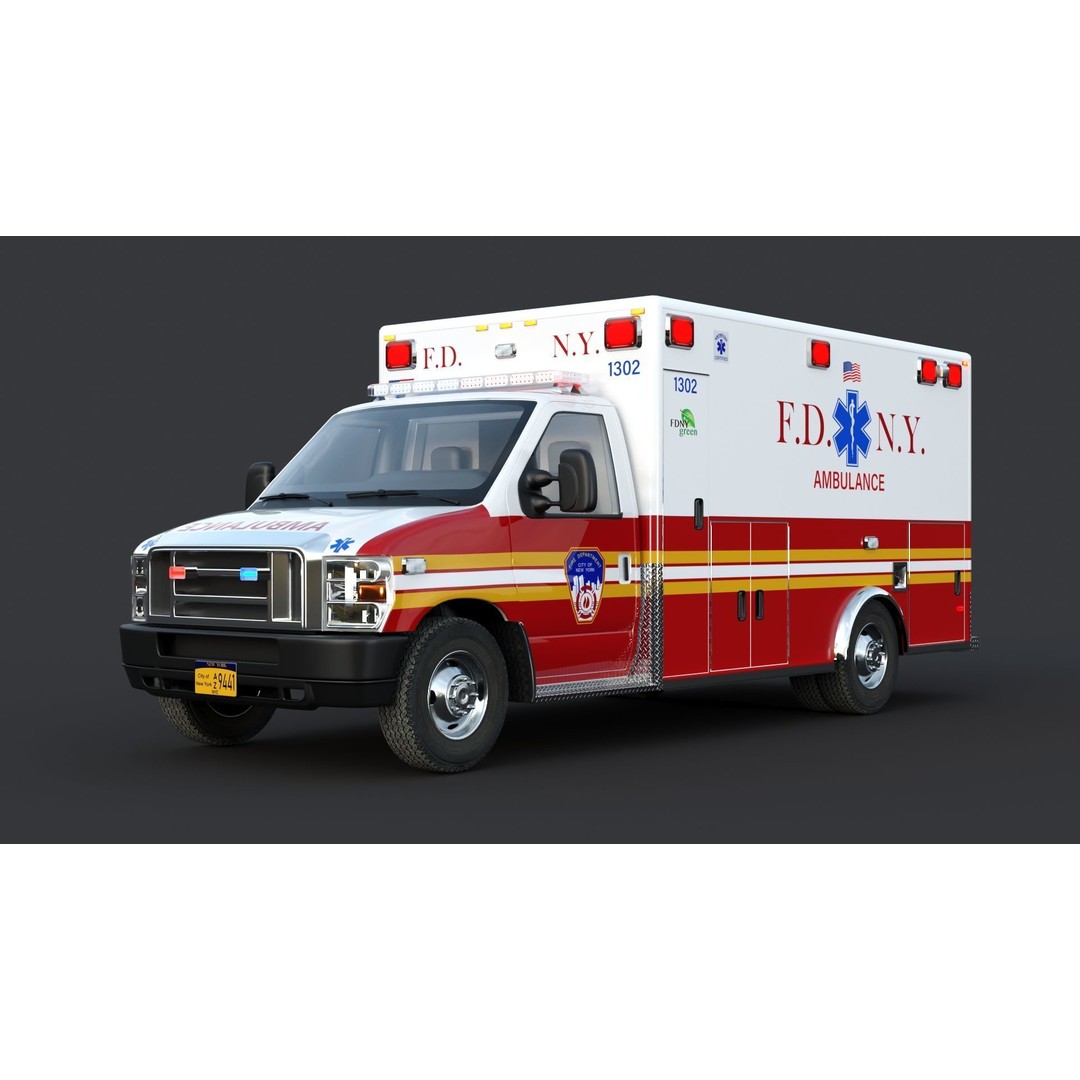 FDNY Ambulance 3D Model – Low Poly Game Asset, FBX, PBR Textures - View 3