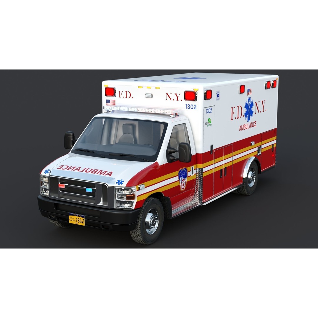 FDNY Ambulance 3D Model – Low Poly Game Asset, FBX, PBR Textures - View 4