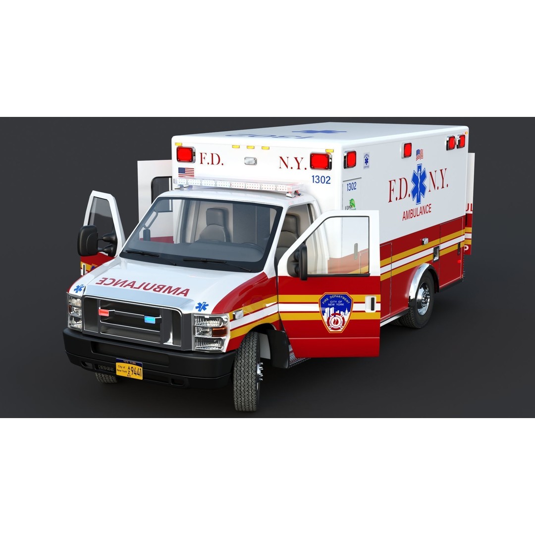 FDNY Ambulance 3D Model – Low Poly Game Asset, FBX, PBR Textures - View 5